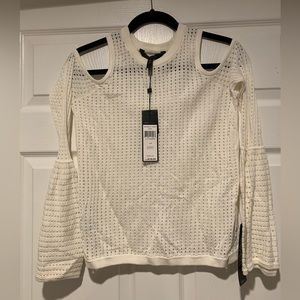 NWT BCBG Maxazria White Cold Shoulder Lucia Top Sz Small